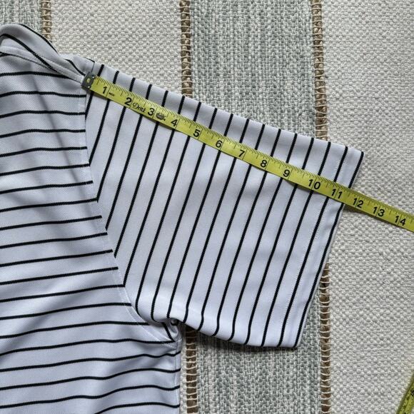 FootJoy White Black Striped Short Sleeves Golf Polo Shirt Men’s Size Medium - Picture 7 of 9